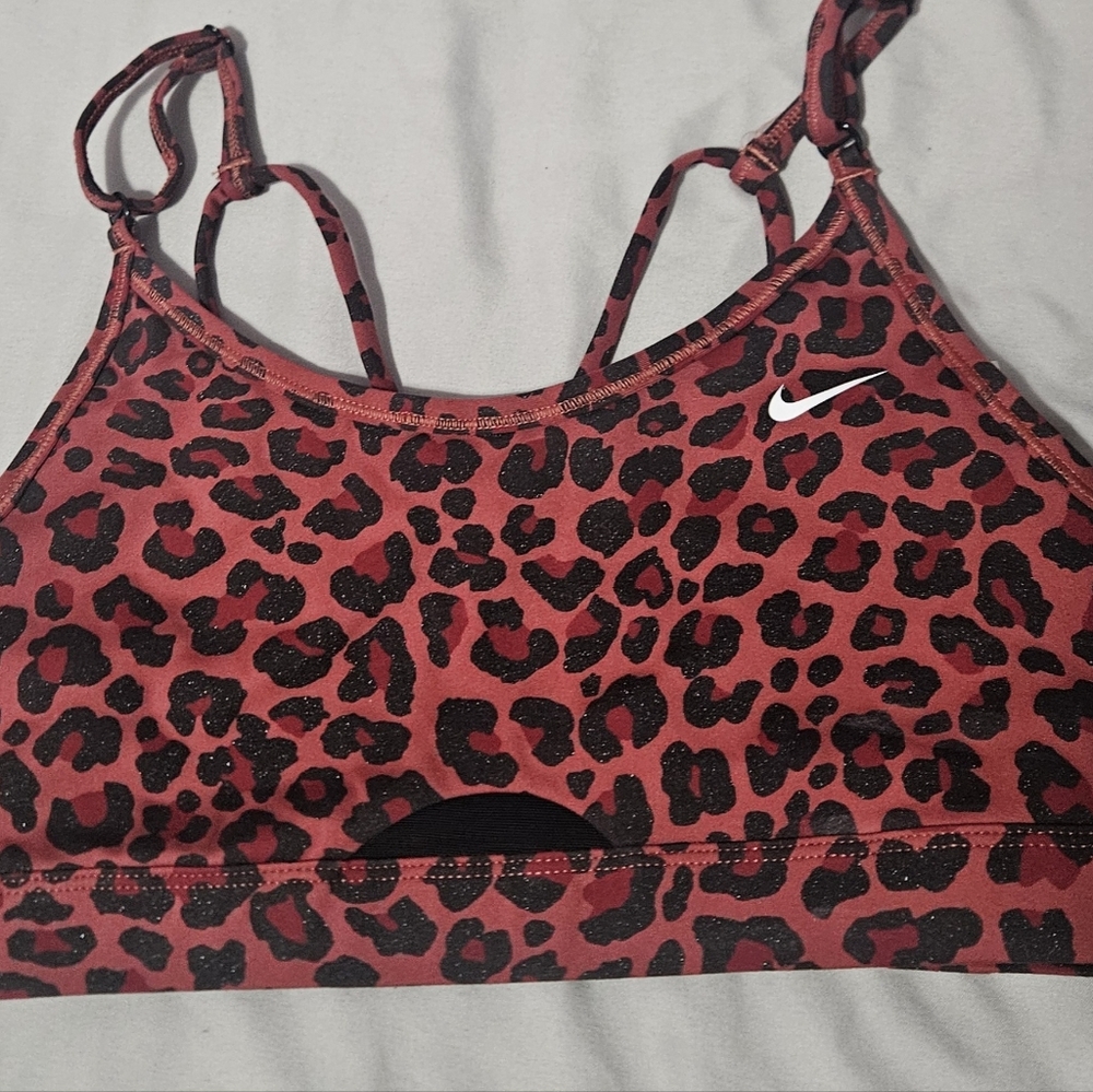Nike Women's Wild Leopard Sports Bra - Red and Black